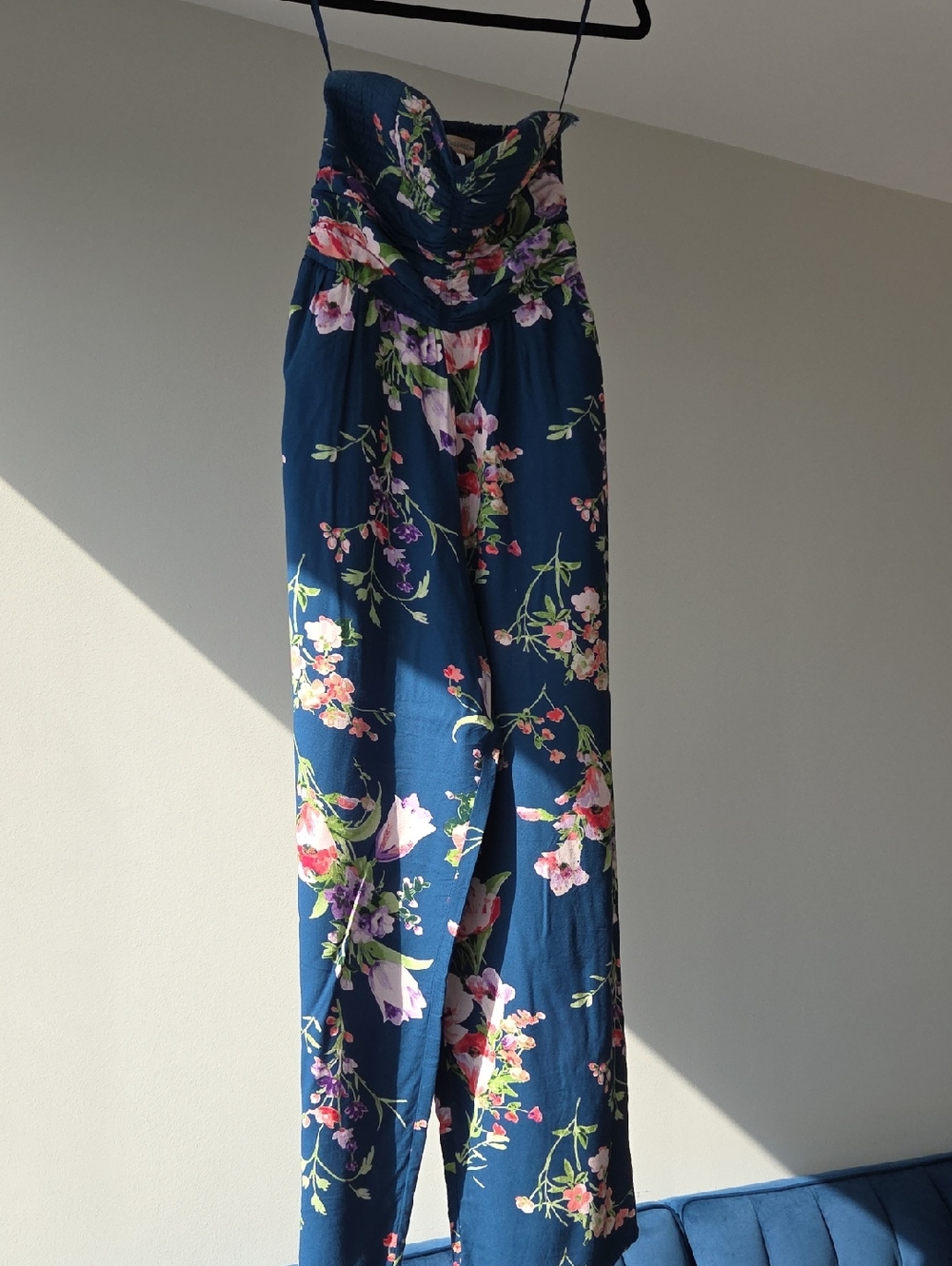 Navy Floral Strapless Jumpsuit - MOVING SALE